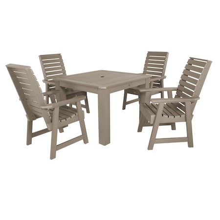 Highwood Usa Weatherly 5pc Square Outdoor Patio Furniture Dining Set AD-DNW44-WBR
